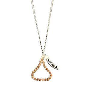 Sterling Silver Chain Necklace Pink Crystal Hershey Kiss Pendant